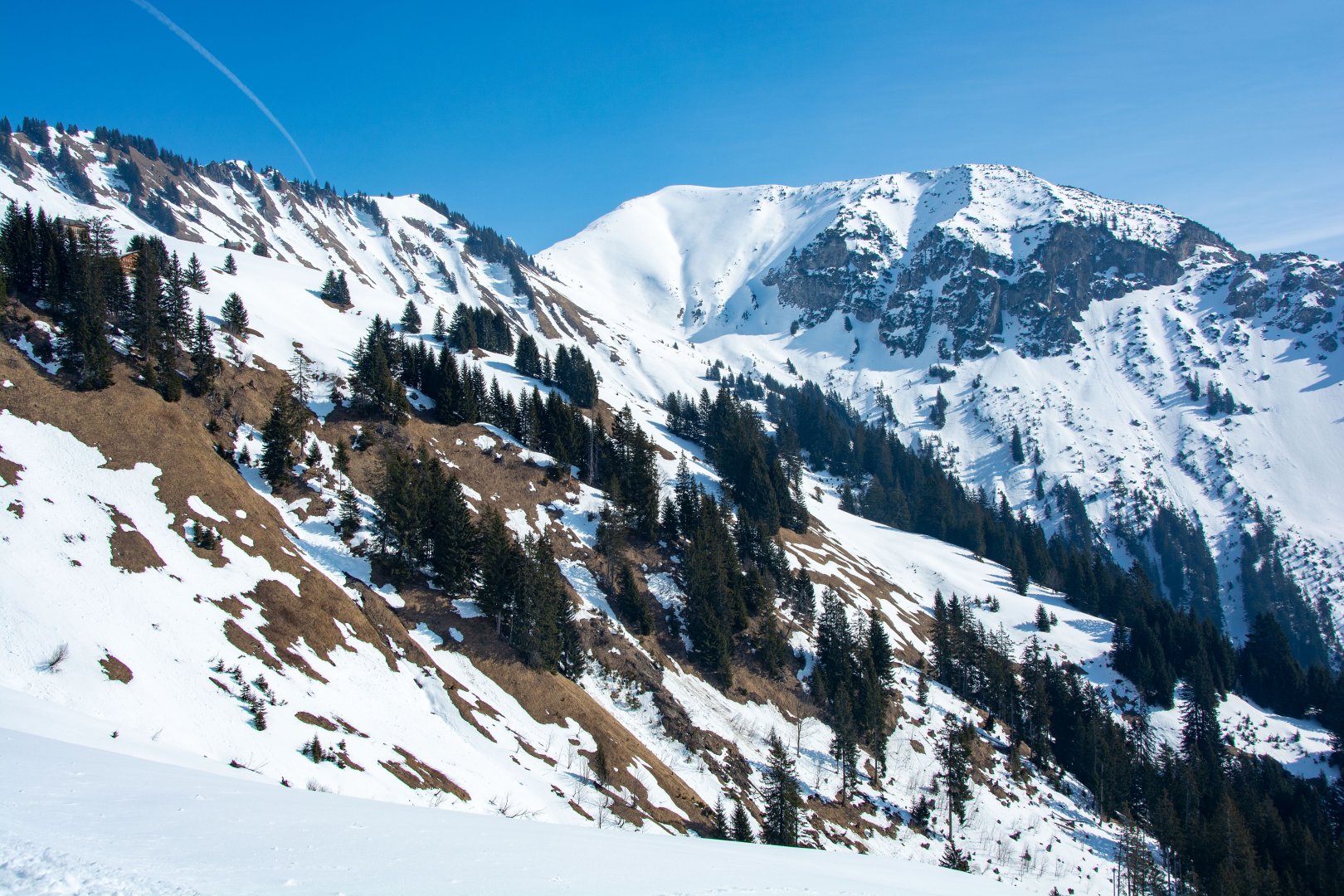Snow-covered mountain landscape.