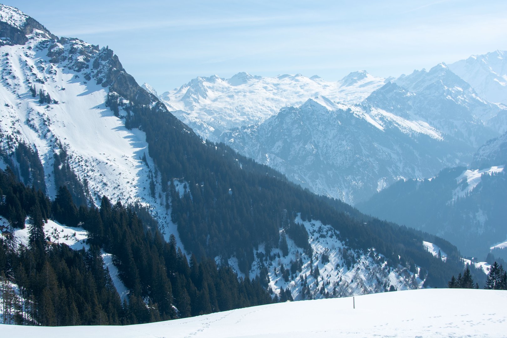 Snow-covered mountain landscape.