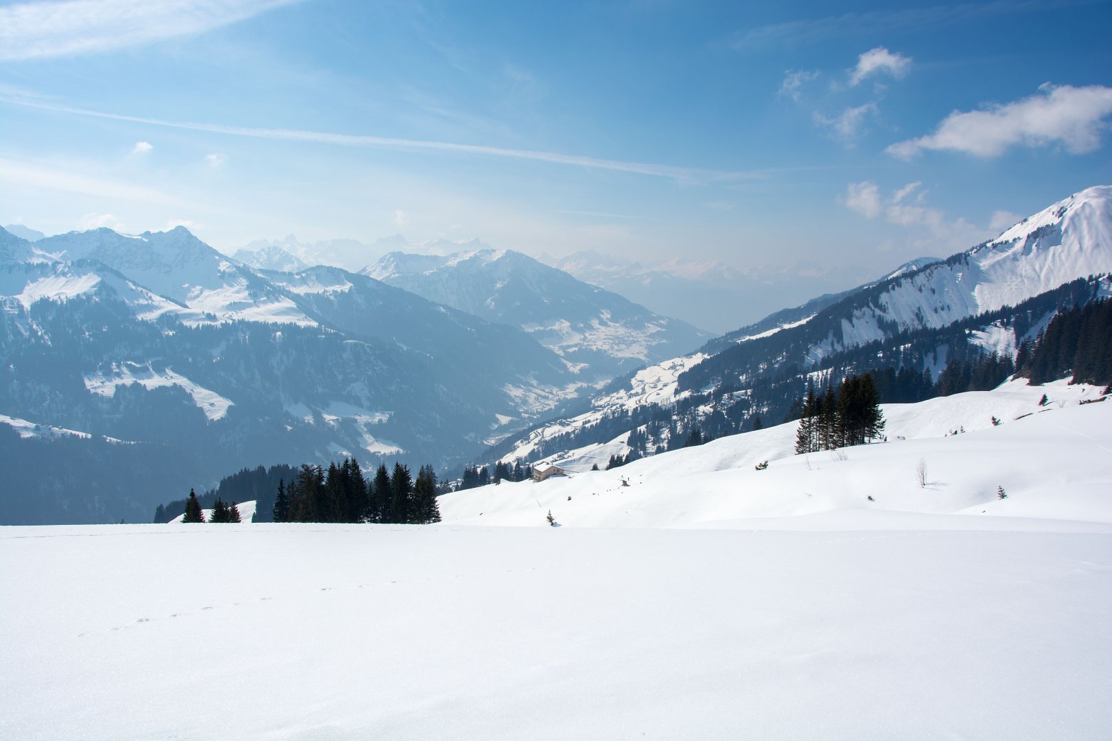 Snow-covered mountain landscape.