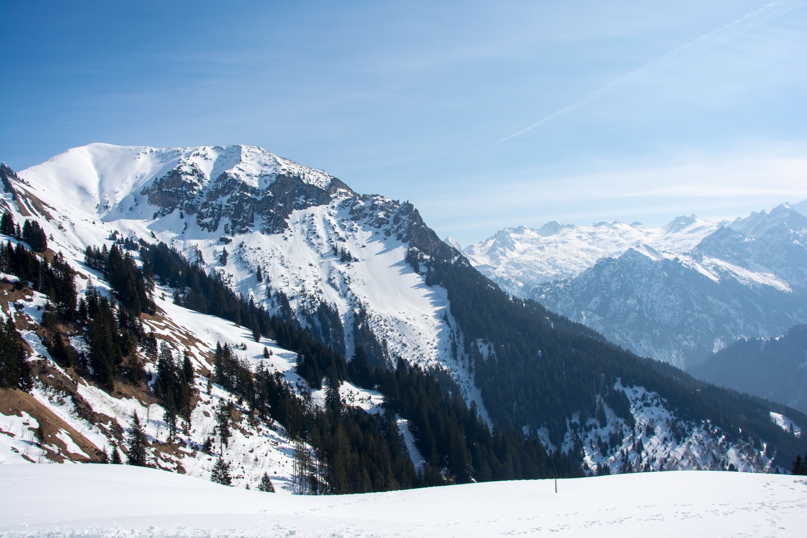 Snow-covered mountain landscape.