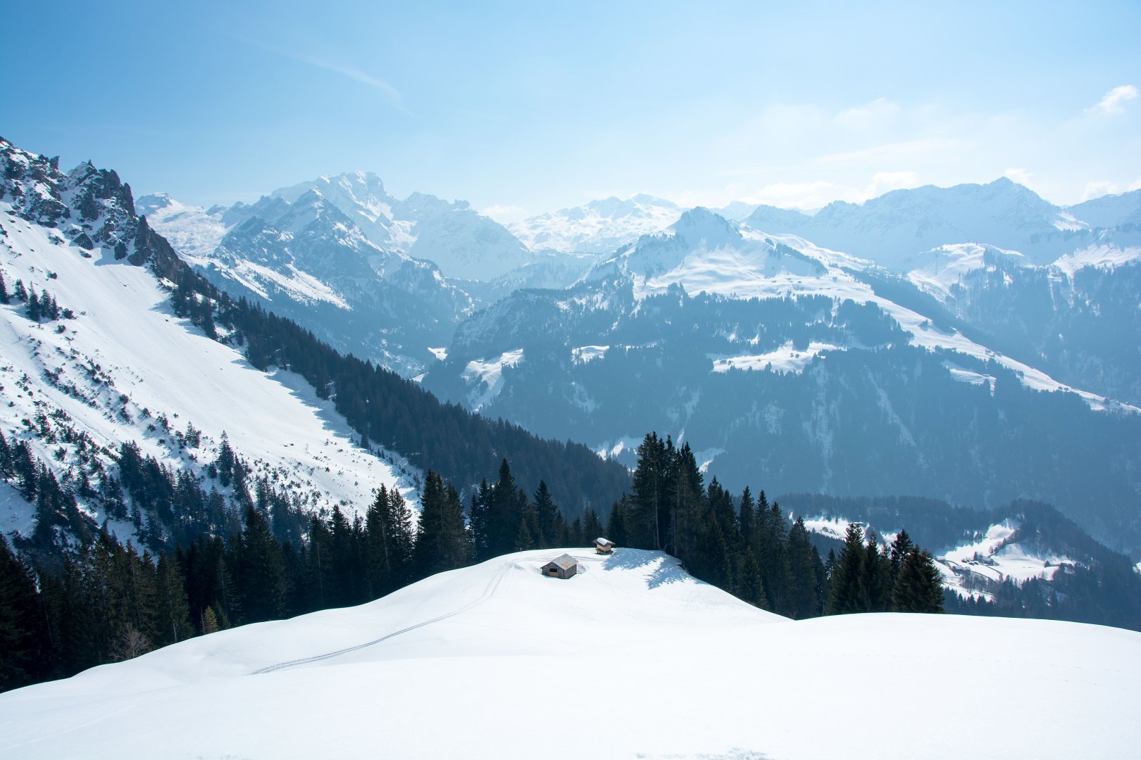 Snow-covered mountain landscape.