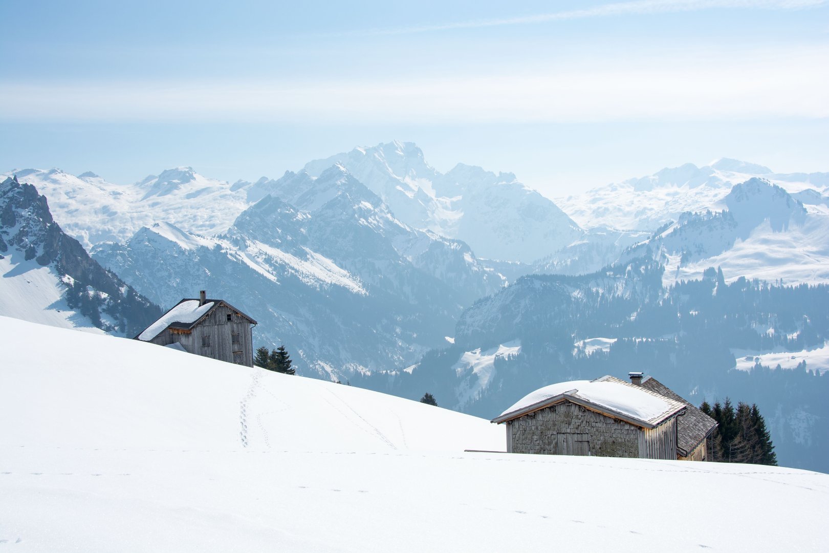 Snow-covered mountain landscape.